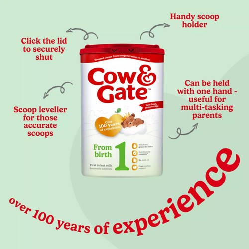 Cow & Gate 1 First Infant Baby Milk Formula Powder from Birth
