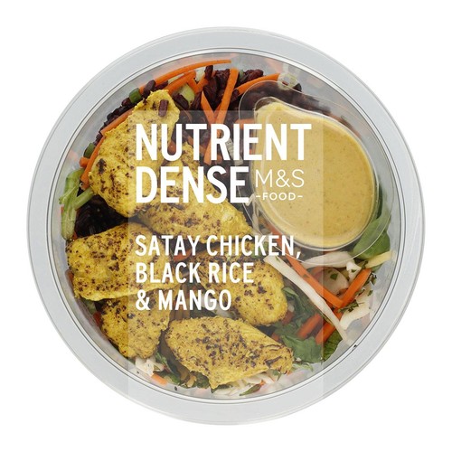 M&S Nutrient Dense Satay Chicken, Black Rice & Mango