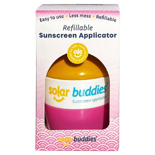 Solar Buddies Refillable Kids Sun Cream Applicator Roll On Sponge Pink