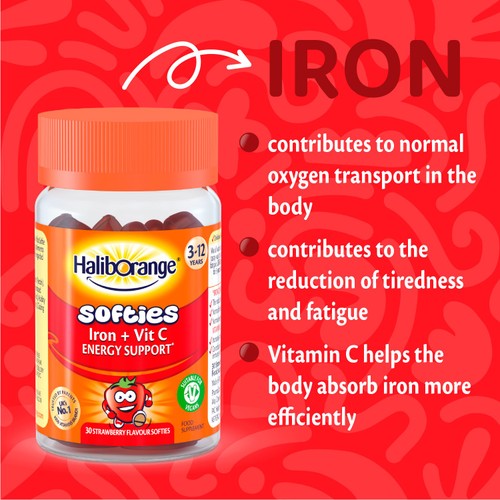 Haliborange Kid's Softies Iron + Vitamin C  Strawberry Gummies 3-12yrs