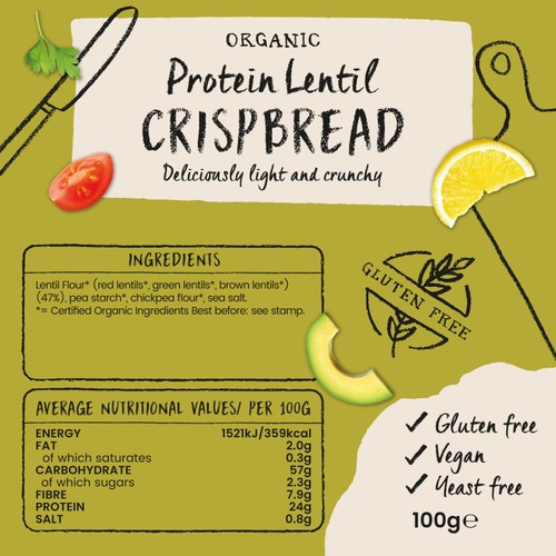 Amisa Organic Gluten Free Protein Lentil Crispbread