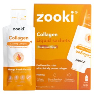 Zooki Marine Collagen 5000Mg Mango Peach Flavour 14X15Ml Liquid Sachets