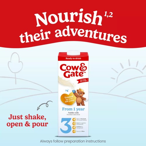 Cow & Gate 3 Toddler Milk Formula Liquid Ready to Feed 1-3 Years