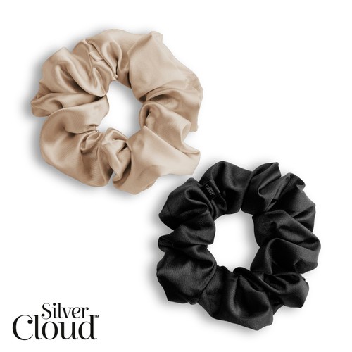 Silver Cloud 2 Mixed Large Satin Scrunchies