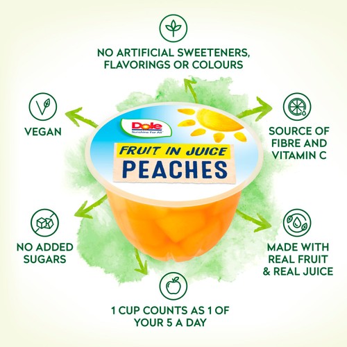 Dole Peaches In Juice Fruit Pots Multipack 