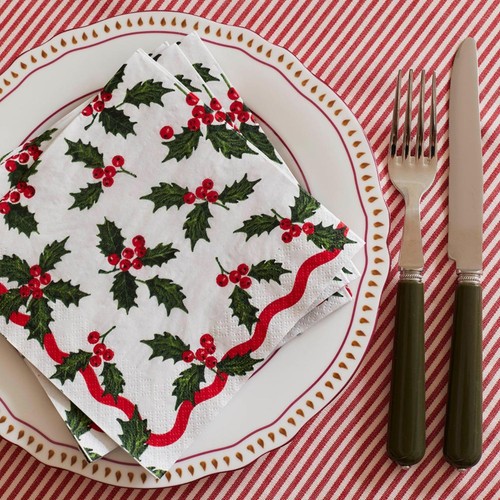 Talking Tables Holly Christmas Paper Napkins