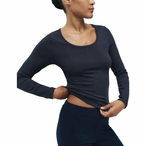 M&S Heatagen Scoop Neck Top M Navy