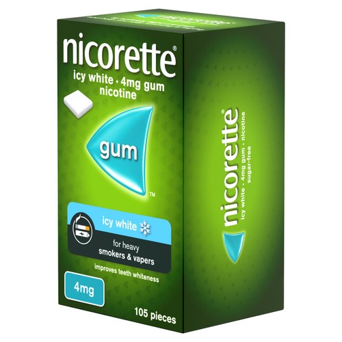 Nicorette Icy White Gum, 4 mg, 105 (Stop Smoking Aid)