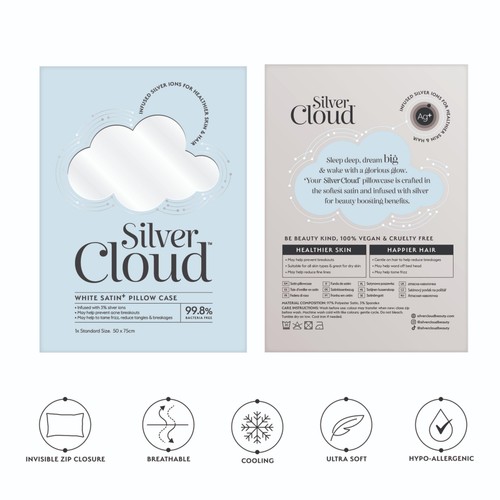 Silver Cloud White Satin Pillowcase Infused with Silver Ions