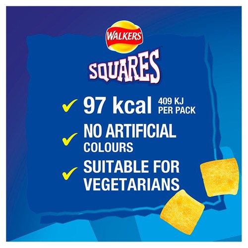 Walkers Squares Cheese & Onion Multipack Snacks Crisps 6x22g