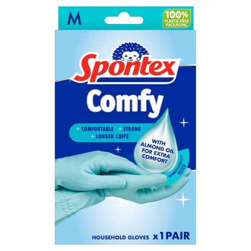 Spontex Soft Hands Cleaning Gloves M/L with Almond Oil & Cotton Lined