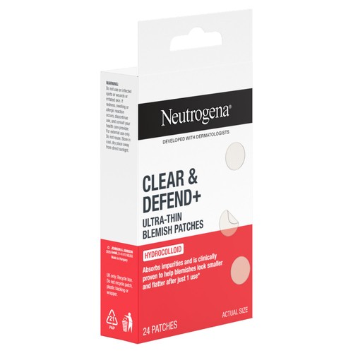 Neutrogena Clear & Defend + Ultra-Thin Blemish Patches, 24 Patches