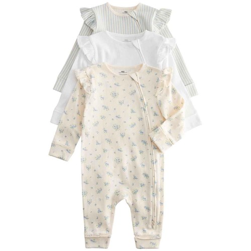 M&S Girls Cotton Rich Sleepsuits, 6-9 Months, Blue