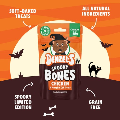 Denzel's Spooky Bones - Chicken & Pumpkin Halloween Crunchy Cat Treats