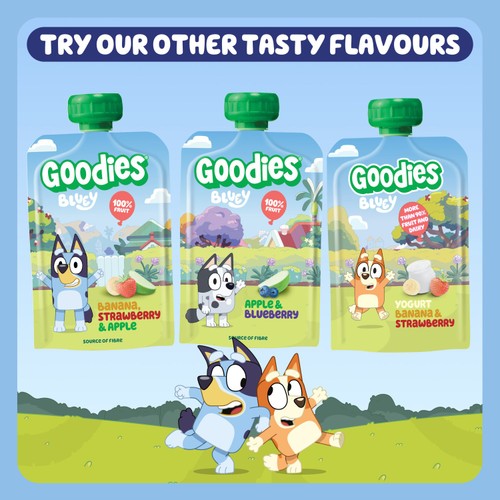 Goodies BLUEY Kids Snack Apple & Banana Smoothie Fruit Pouch Multipack