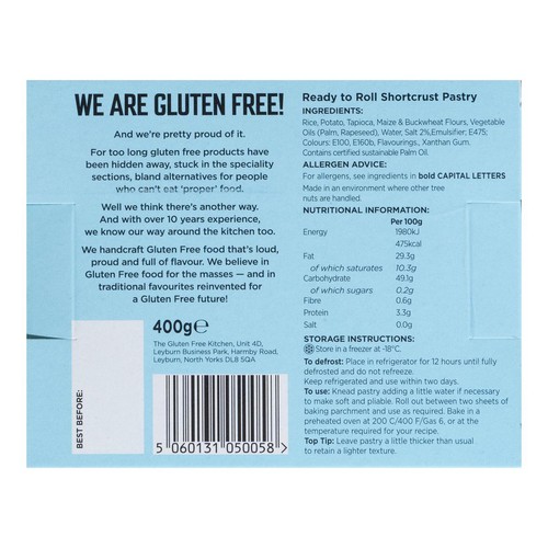 Gluten Free Kitchen Ready to Roll Shortcrust Pastry