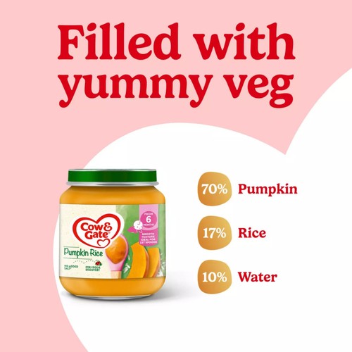 Cow & Gate Pumpkin Rice Baby Food Snack Jar 6+ Months