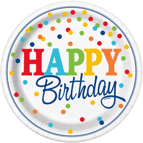 Polka Dot 23cm Birthday Party Plates