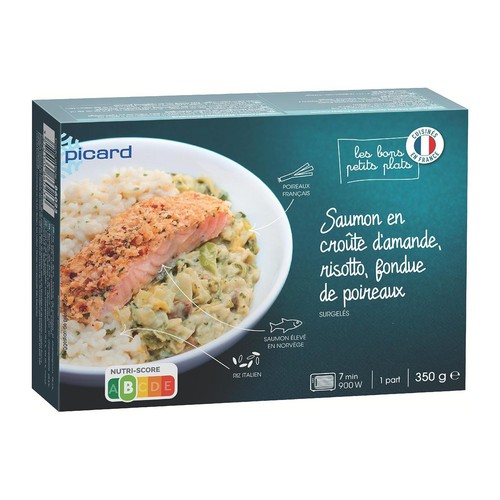 Picard Salmon with risotto and creamy leek fondue