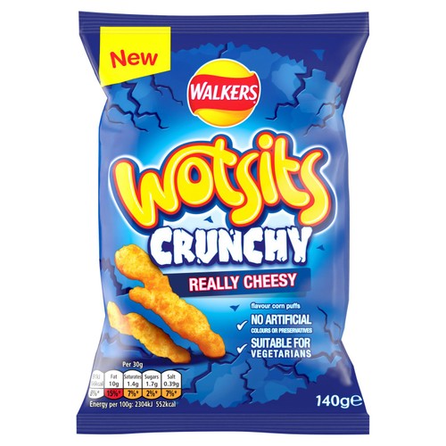 Walkers Wotsits Crunchy Really Cheesy Snacks Crisps 140g