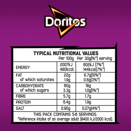 Doritos Extra Flamin' Hot Sharing Bag Crisps 163g