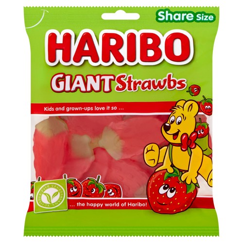 Haribo Giant Strawbs Vegetarian Sweets Sharing Bag