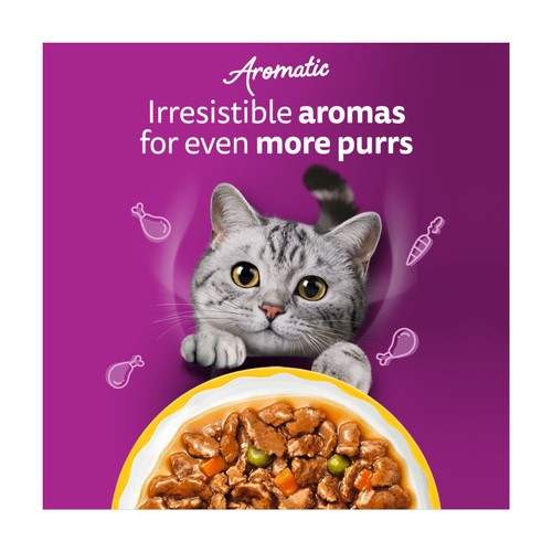 Whiskas 1+ Wet Cat Food Pouches Aromatic Poultry in Gravy