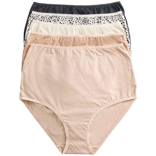 M&S Womens Pure Cotton Full Briefs, Size 14, Black Mix
