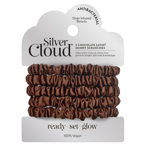 Silver Cloud 5 Chocolate Skinny Satin Scrunchies