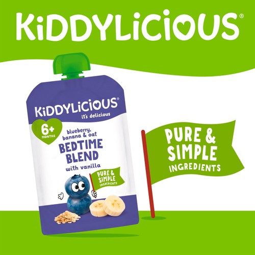 Kiddylicious Blueberry,Banana & Oat Bedtime Blend Pouch Baby Food Multi 6m+