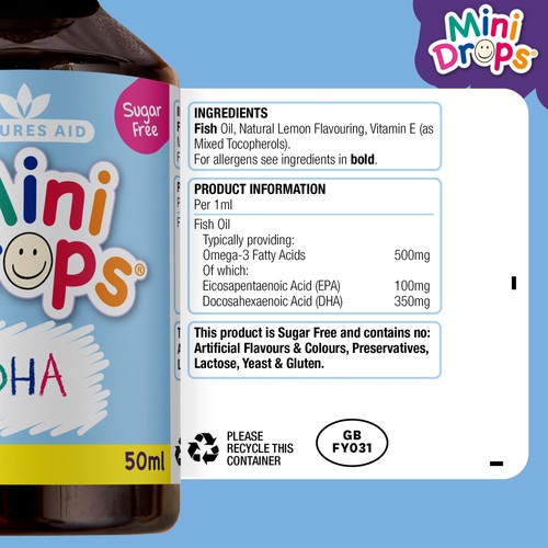 Natures Aid Mini Drops DHA Omega-3 for Infants & Children
