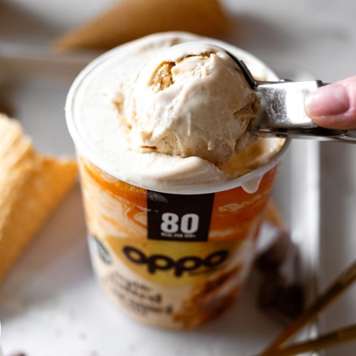 Oppo Double Salted Caramel Swirl Low Calorie Ice Cream Tub