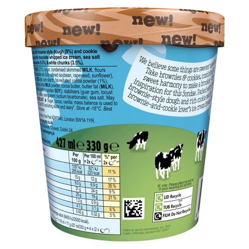 Ben & Jerry's Sundae Brookies & Cream Ice Cream Tub