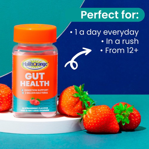 Haliborange Adult's Gut Health Digestion Support Strawberry Gummies 