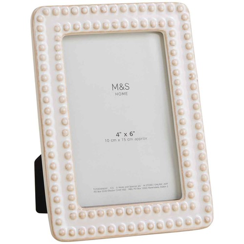 M&S Ceramic Bobble Photo Frame 4x6 inch, Cream