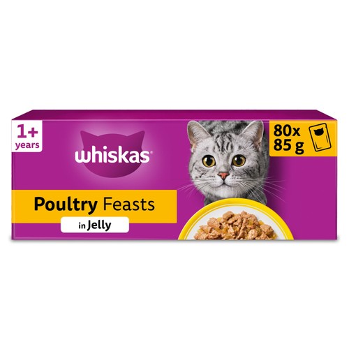 Whiskas 1+ Adult Wet Cat Food Poultry Feasts in Jelly