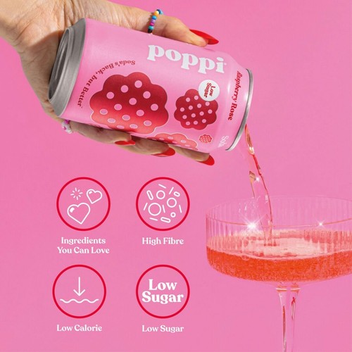 Poppi Raspberry Rose Soda Cans