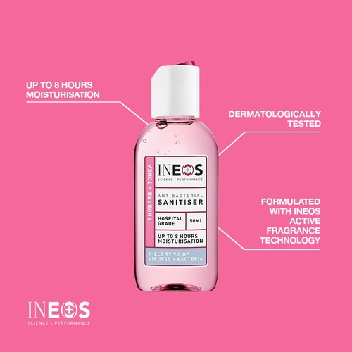 INEOS Anti Viral & Anti Bacterial Hand Sanitiser Gel Rhubarb & Tonka