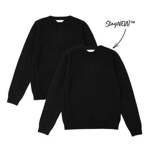 M&S Unisex Pure Cotton School Jumper, 8-9 Years, Black