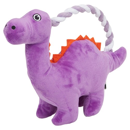 Petface Buddies Rope Handle Plush Dino Dog Toy