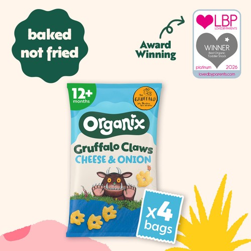 Organix Cheese & Onion Gruffalo Claws Toddler Snack Multipack 12+ Months