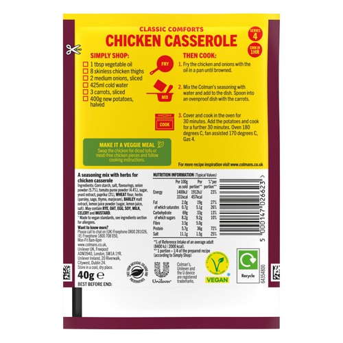 Colman's Chicken Casserole Recipe Mix
