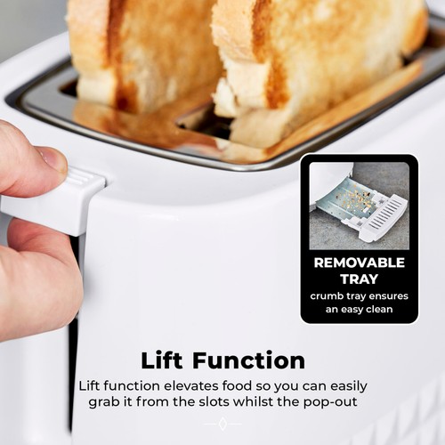 Tower Solitaire 2 Slice Toaster White