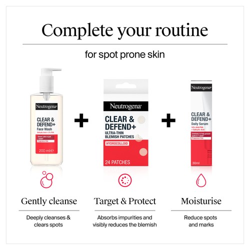 Neutrogena Clear & Defend + Ultra-Thin Blemish Patches, 24 Patches