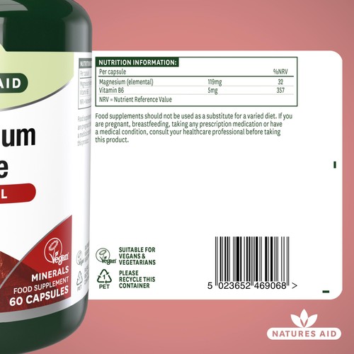 Natures Aid Magnesium Citrate Supplement Capsules 119mg