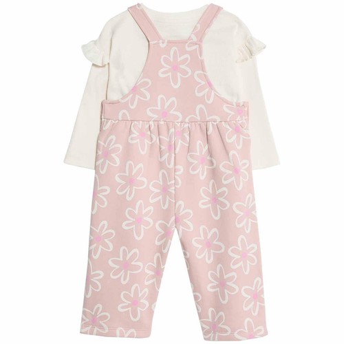 M&S Wide Leg Flower Dungaree, 6-9 Months, Pink