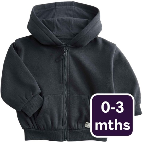 M&S Tommy Zip Up Hoodie, 0-3 Months, Charcoal