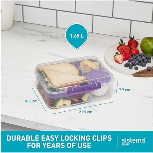 Sistema 1.65L Bento Lunch Box To Go with Yogurt Pot