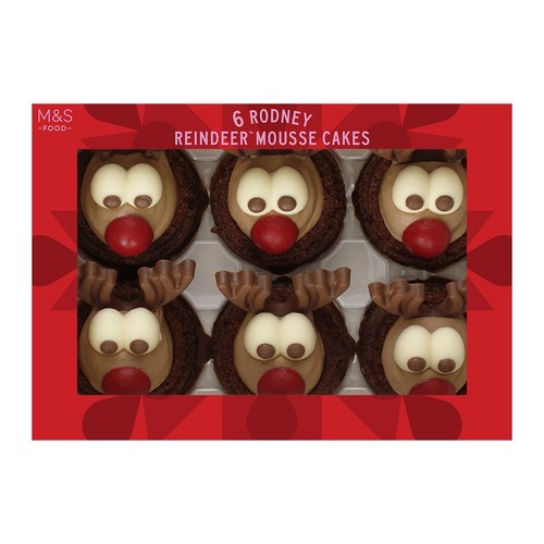 M&S 6 Rodney Reindeer Mousse Cakes