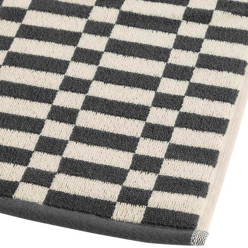 M&S Pure Cotton Geometric Check Towel, Hand Towel, Charcoal